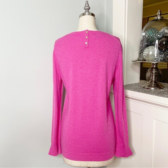 Talbots Pink Lambswool Crewneck Flutter Sleeve Sweater Small - Picture 6 of 11